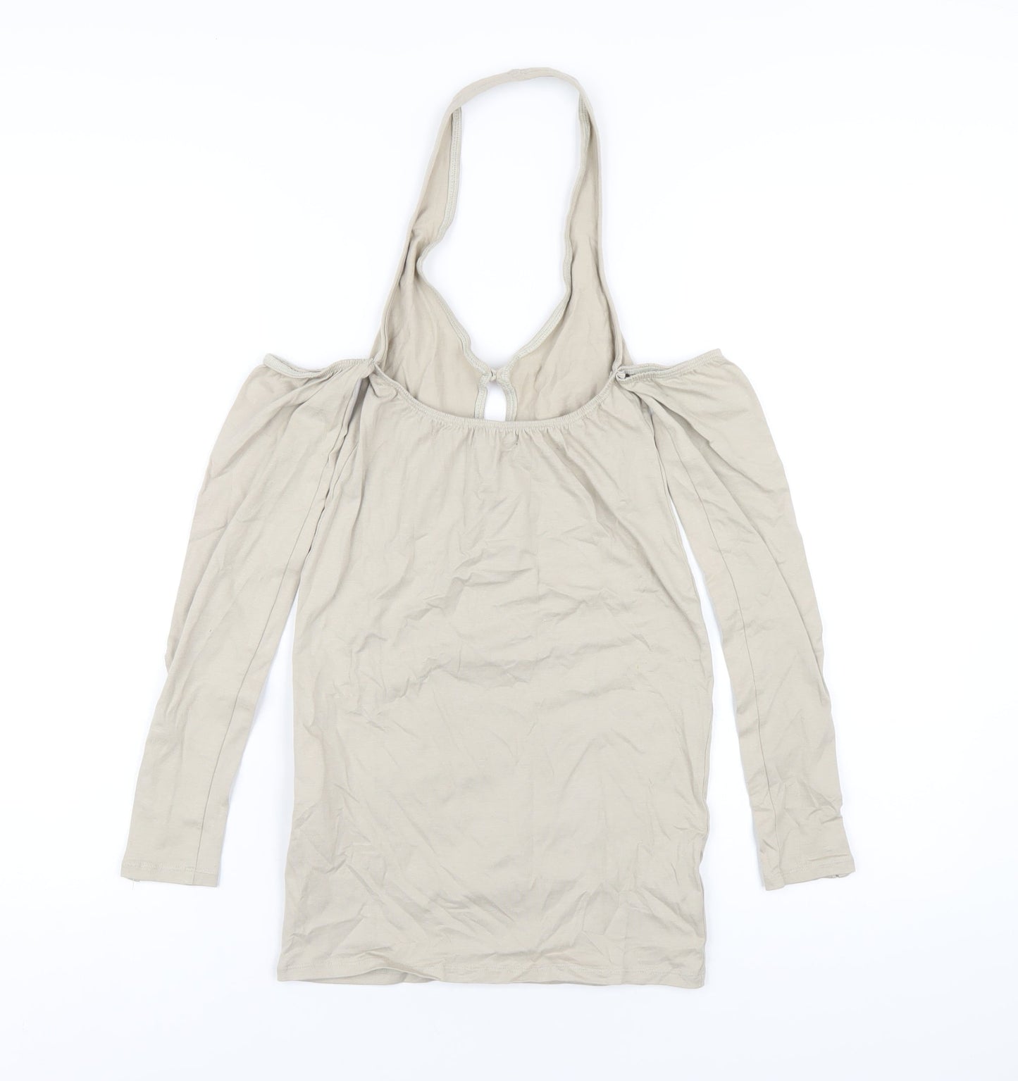 Motel Womens Beige Cotton Bodycon Size XS Halter Pullover