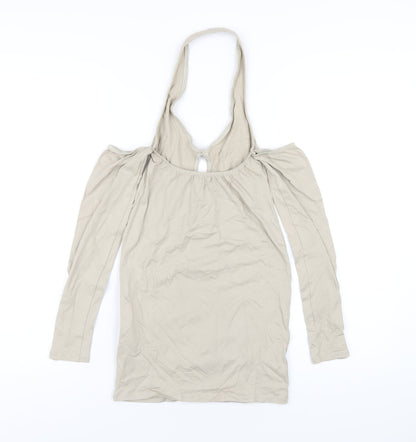 Motel Womens Beige Cotton Bodycon Size XS Halter Pullover