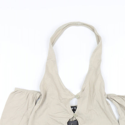 Motel Womens Beige Cotton Bodycon Size XS Halter Pullover