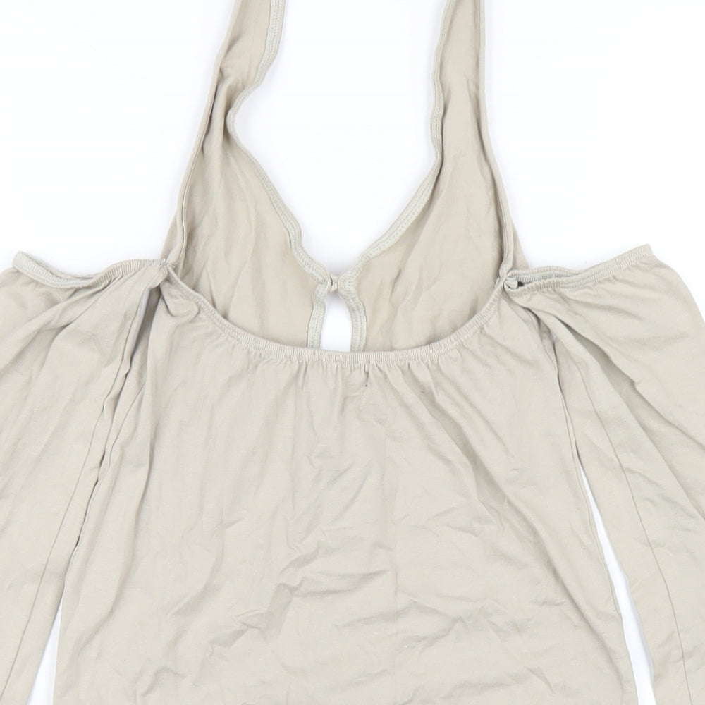 Motel Womens Beige Cotton Bodycon Size XS Halter Pullover
