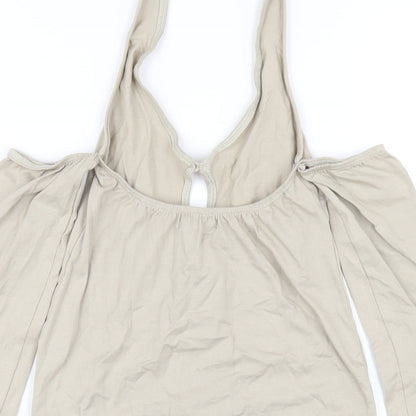 Motel Womens Beige Cotton Bodycon Size XS Halter Pullover