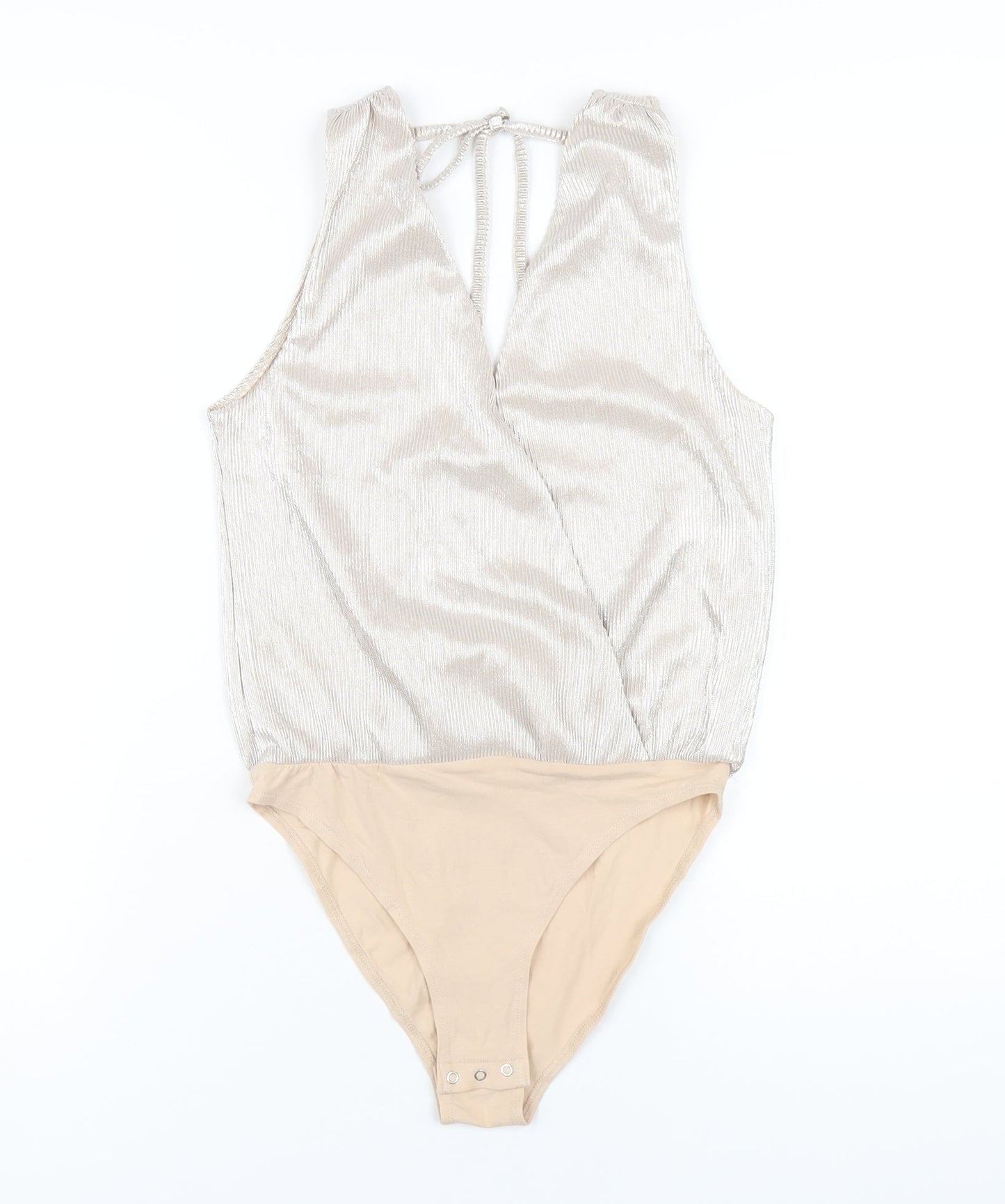 H&M Womens Beige Polyester Bodysuit One-Piece Size XS Snap