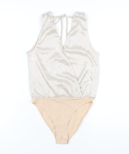 H&M Womens Beige Polyester Bodysuit One-Piece Size XS Snap