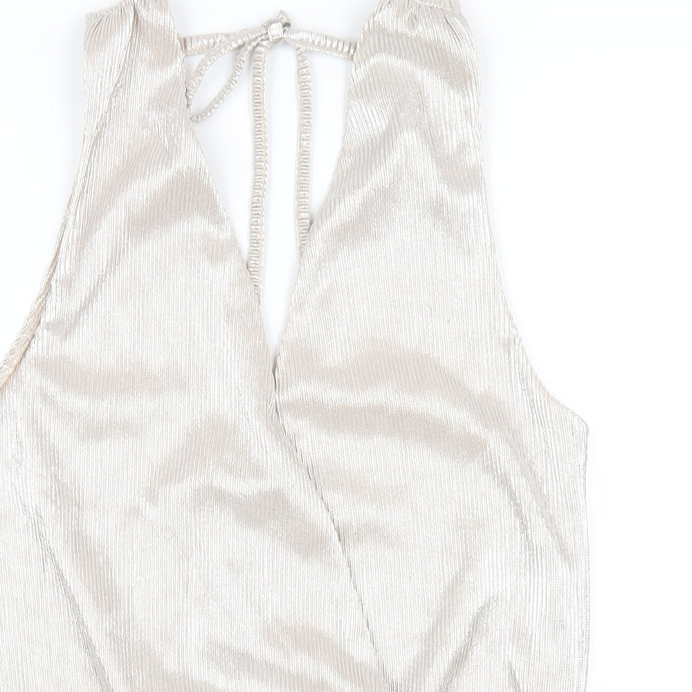 H&M Womens Beige Polyester Bodysuit One-Piece Size XS Snap