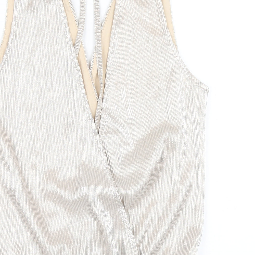 H&M Womens Beige Polyester Bodysuit One-Piece Size XS Snap