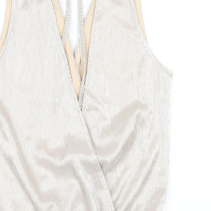 H&M Womens Beige Polyester Bodysuit One-Piece Size XS Snap