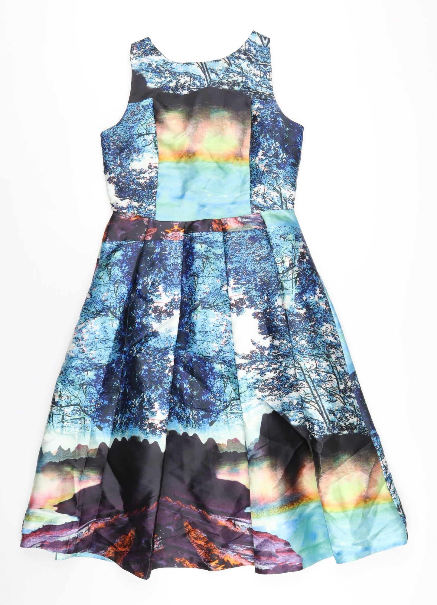 YAS Womens Multicoloured Geometric Polyester A-Line Size 10 Round Neck Zip