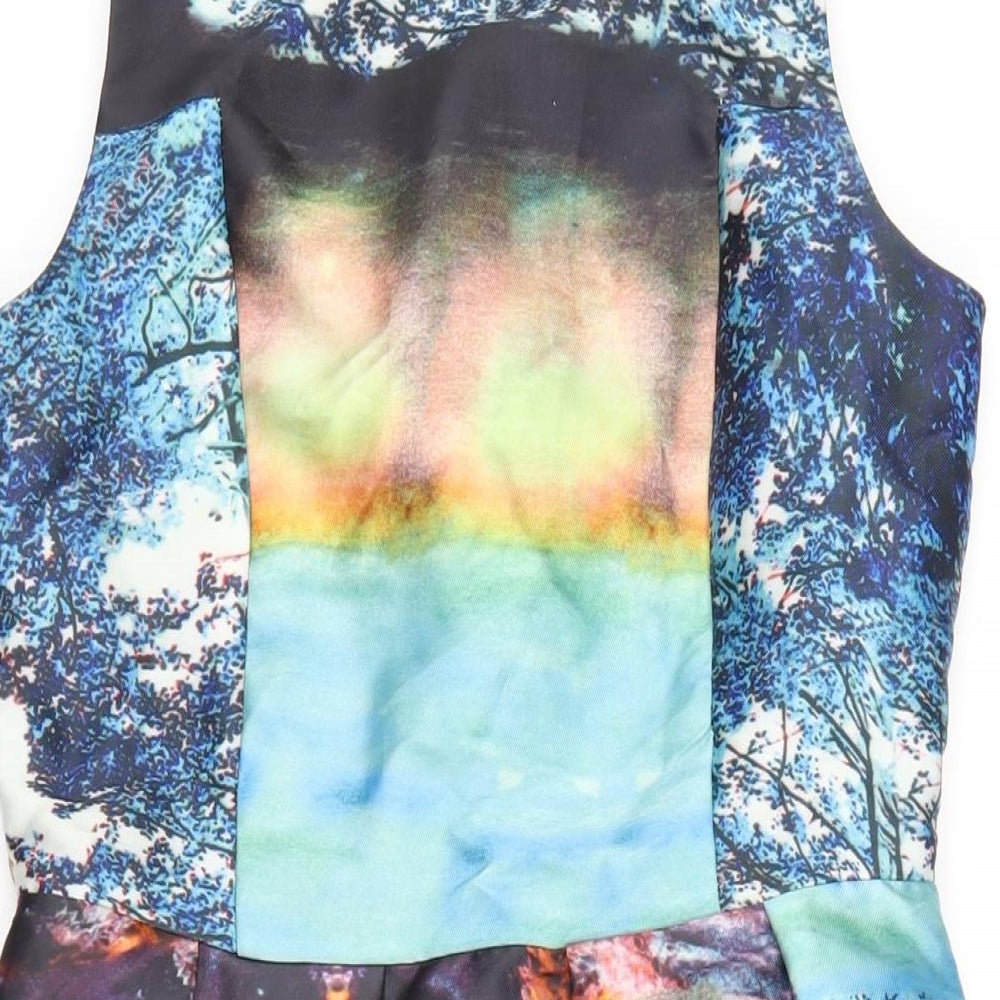 YAS Womens Multicoloured Geometric Polyester A-Line Size 10 Round Neck Zip