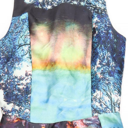 YAS Womens Multicoloured Geometric Polyester A-Line Size 10 Round Neck Zip