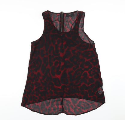 AX Paris Womens Red Animal Print Polyester Basic Tank Size 12 Scoop Neck