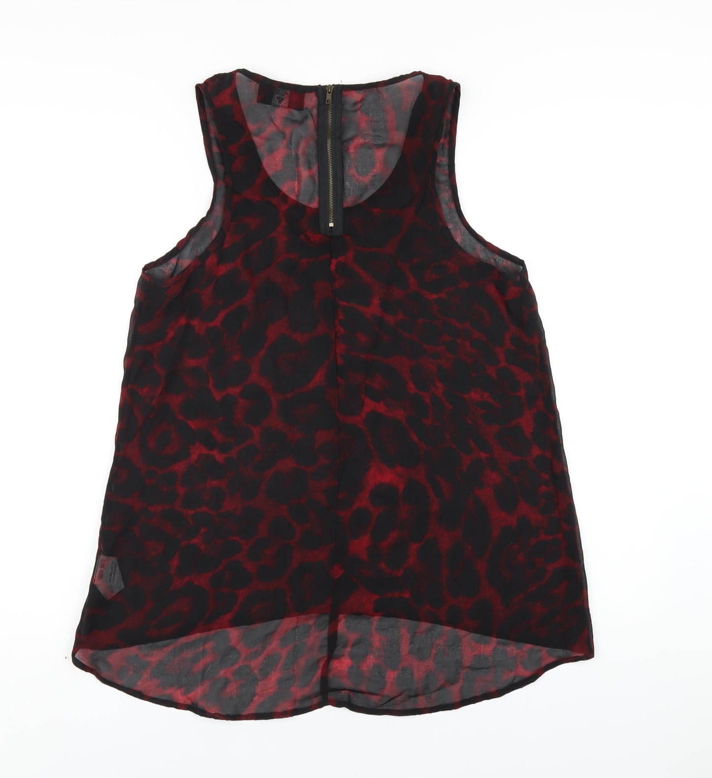 AX Paris Womens Red Animal Print Polyester Basic Tank Size 12 Scoop Neck