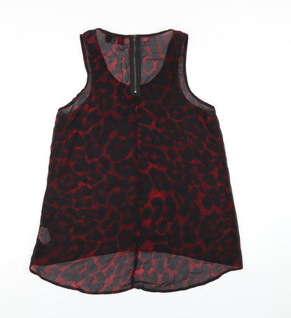 AX Paris Womens Red Animal Print Polyester Basic Tank Size 12 Scoop Neck