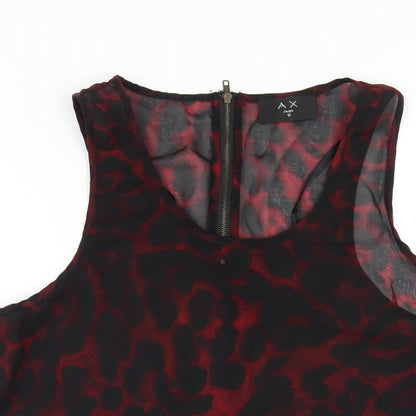 AX Paris Womens Red Animal Print Polyester Basic Tank Size 12 Scoop Neck