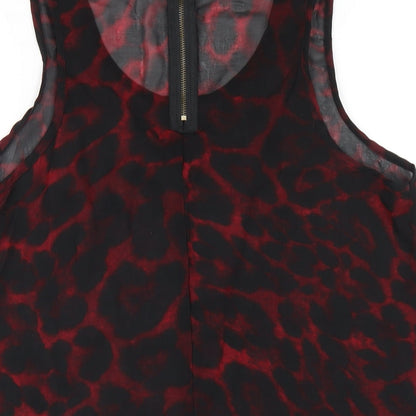 AX Paris Womens Red Animal Print Polyester Basic Tank Size 12 Scoop Neck