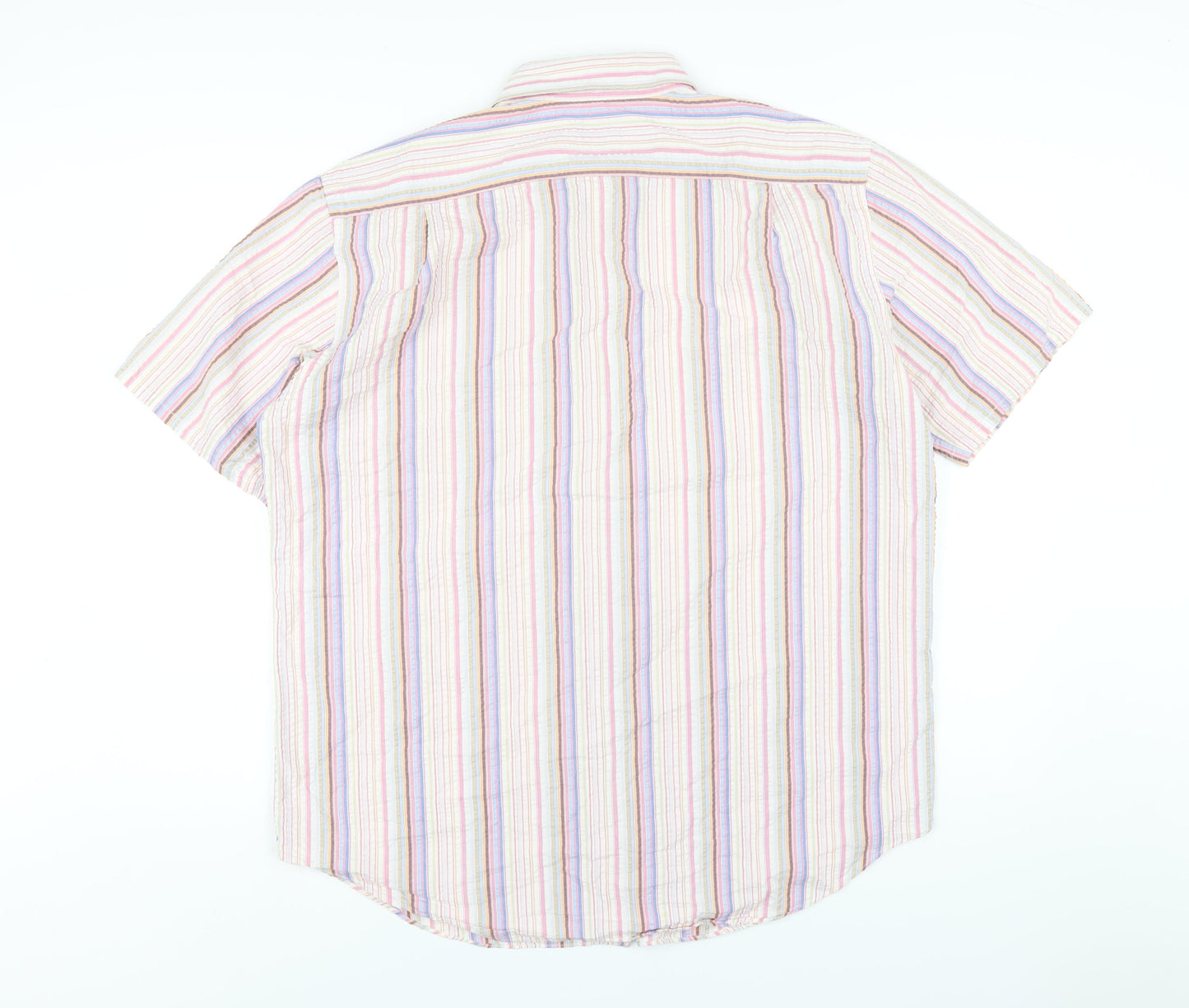 Slaters Mens Multicoloured Striped Cotton Button-Up Size L Collared Button