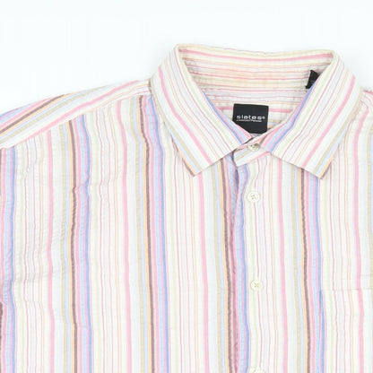 Slaters Mens Multicoloured Striped Cotton Button-Up Size L Collared Button