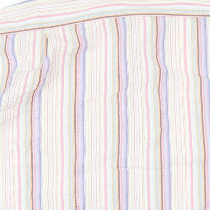 Slaters Mens Multicoloured Striped Cotton Button-Up Size L Collared Button