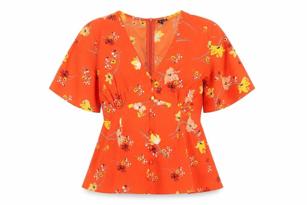 Womens UK Size 8 Influence Orange Basic T-Shirt