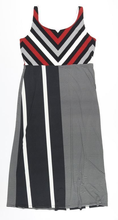 Principles Womens Black Geometric Polyester A-Line Size 16 Scoop Neck Pullover