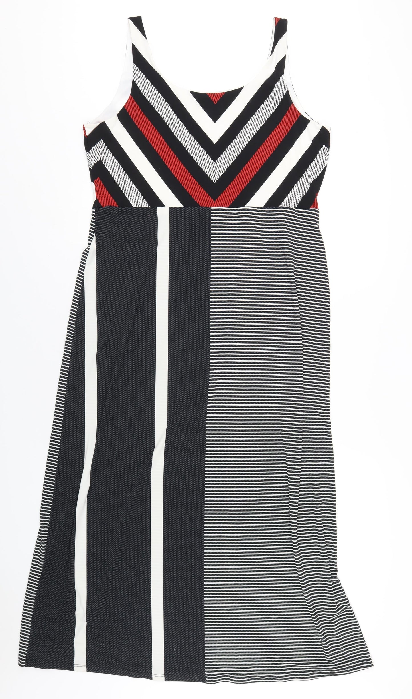 Principles Womens Black Geometric Polyester A-Line Size 16 Scoop Neck Pullover