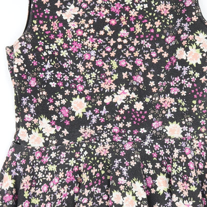 Club L Womens Black Floral Polyester A-Line Size 14 Round Neck Pullover