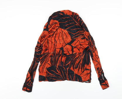 Womens UK Size XS Zara Orange Basic Button-Up