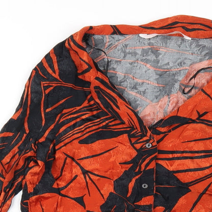 Womens UK Size XS Zara Orange Basic Button-Up