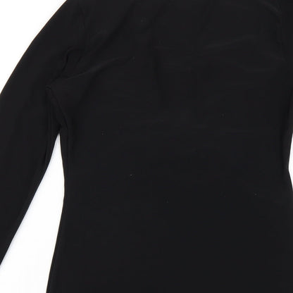 PRETTYLITTLETHING Womens Black Polyester Bodycon Size 8 Round Neck Pullover