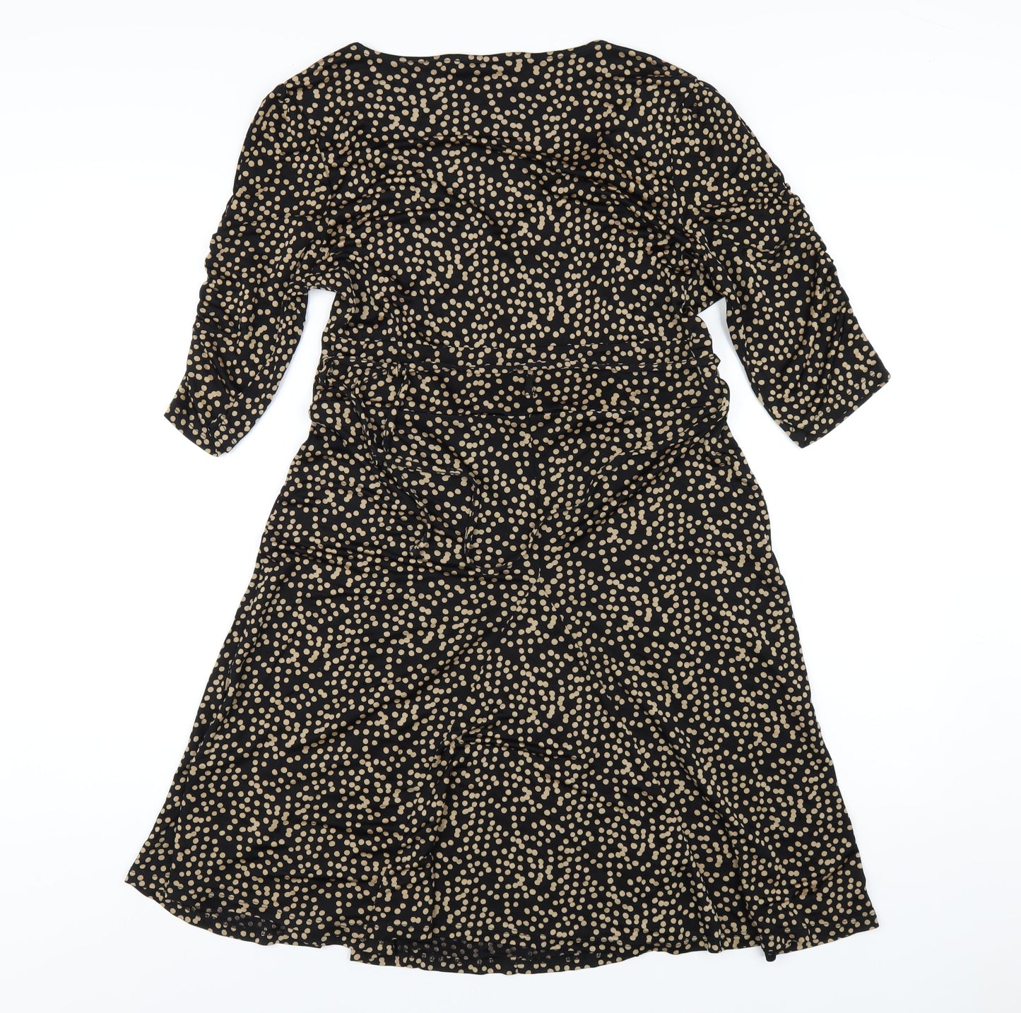 Oasis Womens Black Polka Dot Viscose A-Line Size L V-Neck Pullover