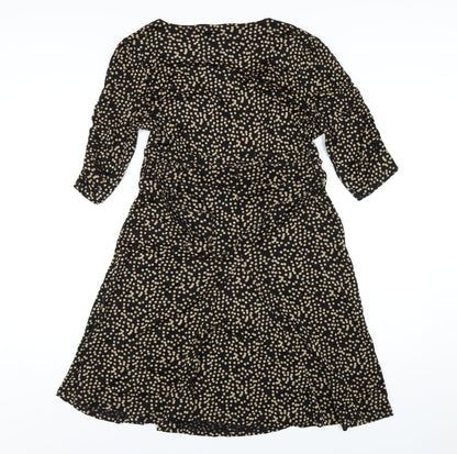 Oasis Womens Black Polka Dot Viscose A-Line Size L V-Neck Pullover