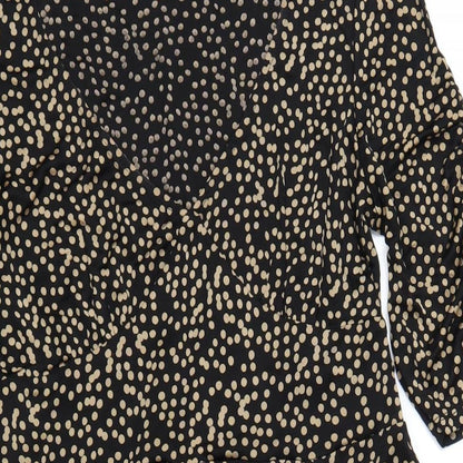 Oasis Womens Black Polka Dot Viscose A-Line Size L V-Neck Pullover