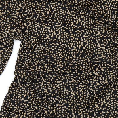 Oasis Womens Black Polka Dot Viscose A-Line Size L V-Neck Pullover