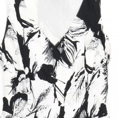 Per Una Womens Black Geometric Cotton A-Line Size 10 V-Neck Zip