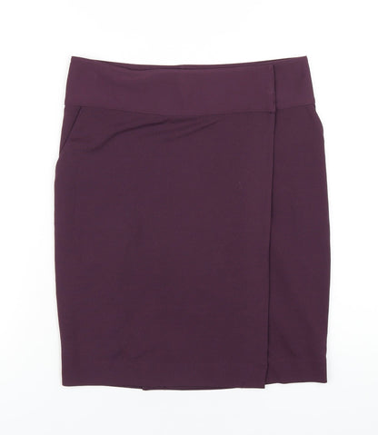 NEXT Womens Purple Polyester Straight & Pencil Skirt Size 10 Button