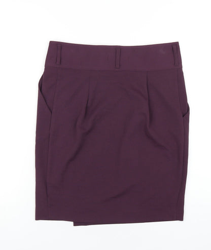 NEXT Womens Purple Polyester Straight & Pencil Skirt Size 10 Button