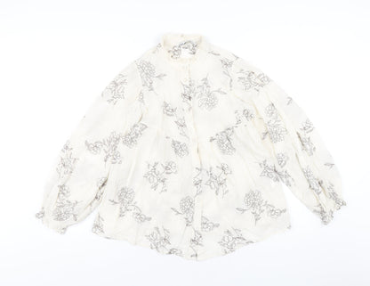 Womens UK Size XS Zara Ivory Basic Button-Up