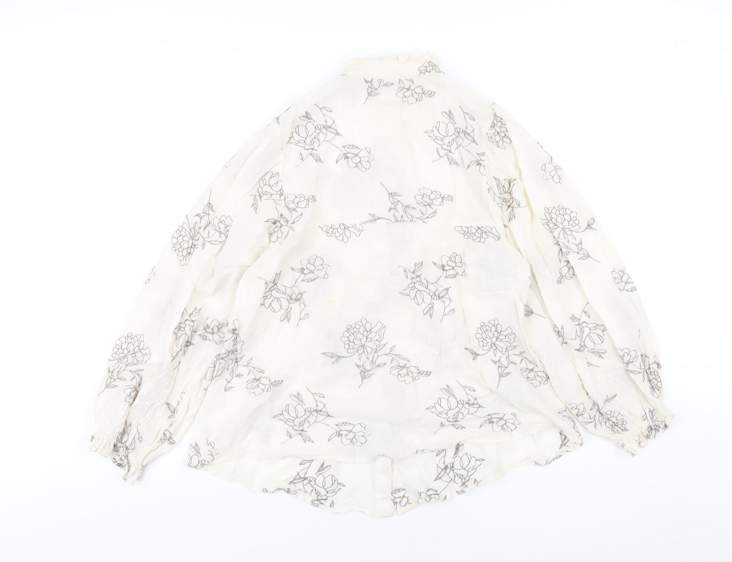 Womens UK Size XS Zara Ivory Basic Button-Up