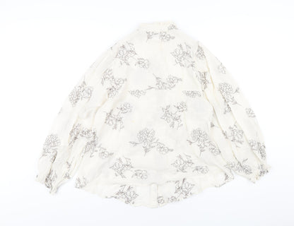 Womens UK Size XS Zara Ivory Basic Button-Up