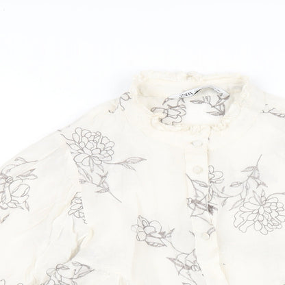 Womens UK Size XS Zara Ivory Basic Button-Up