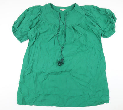 Knox Rose Womens Green Cotton A-Line Size 2XL V-Neck Pullover