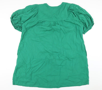 Knox Rose Womens Green Cotton A-Line Size 2XL V-Neck Pullover