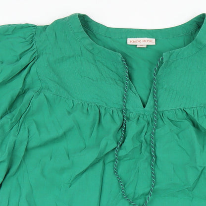 Knox Rose Womens Green Cotton A-Line Size 2XL V-Neck Pullover