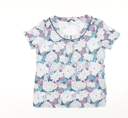 Bonmarché Womens Multicoloured Floral Polyester Basic T-Shirt Size 16 Round Neck