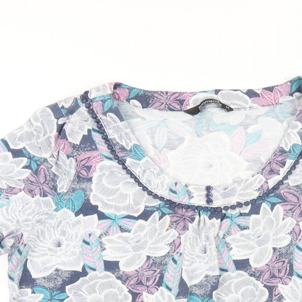 Bonmarché Womens Multicoloured Floral Polyester Basic T-Shirt Size 16 Round Neck
