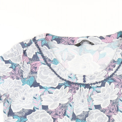 Bonmarché Womens Multicoloured Floral Polyester Basic T-Shirt Size 16 Round Neck