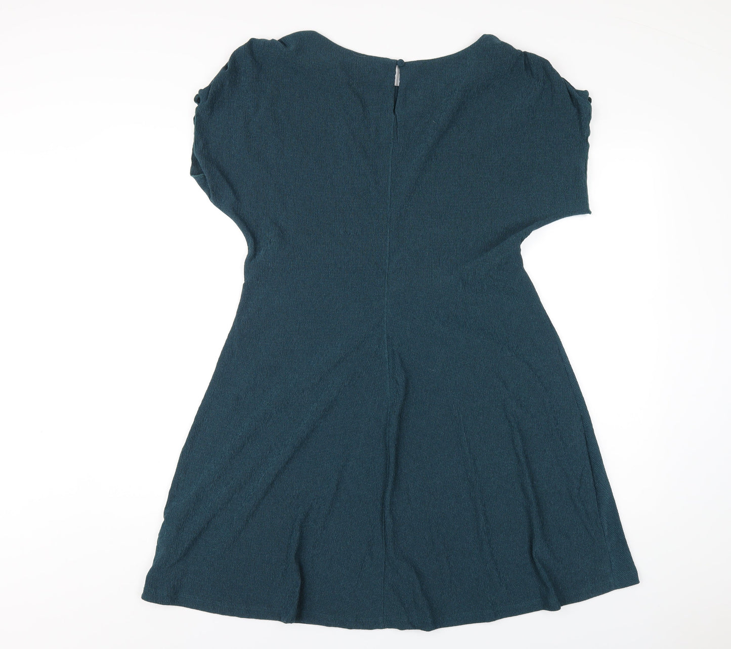 NEXT Womens Green Polyester A-Line Size 14 Round Neck Button