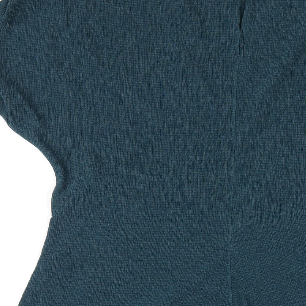 NEXT Womens Green Polyester A-Line Size 14 Round Neck Button