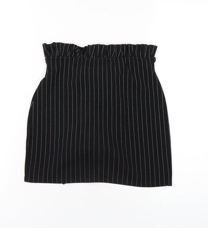 I SAW IT FIRST Womens Black Striped Polyester Mini Skirt Size 8