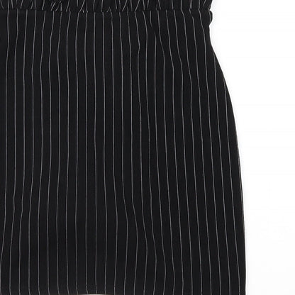 I SAW IT FIRST Womens Black Striped Polyester Mini Skirt Size 8