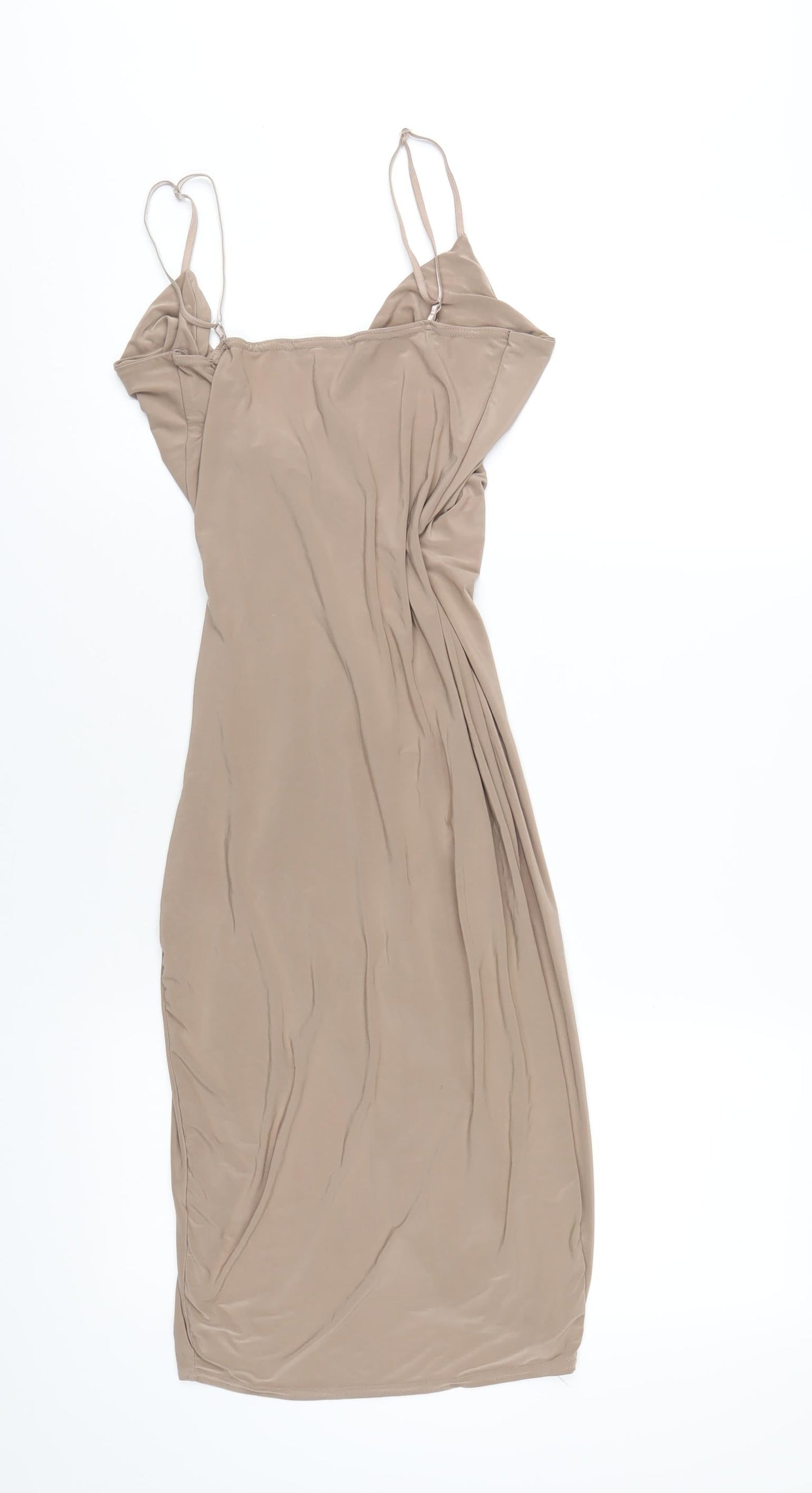 Misspap Womens Beige Polyester Bodycon Size 8 V-Neck Pullover